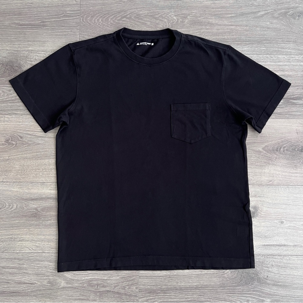 AMERICAN GIANT Mens Heavyweight Pocket Tee Medium Black Crewneck Casual Workwear